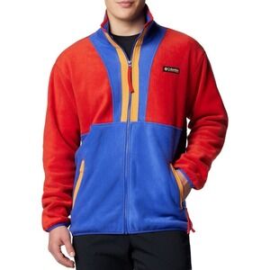 Columbia Men's Large Backbowl Full Zip Fleece Sail Red Blue Yellow Jacket